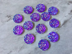 Chunky Deep Purple 12mm Druzy Cabochons, jewelry making kit, earring set, diy jewelry, druzy studs, 12mm Druzy cabochon, purple studs