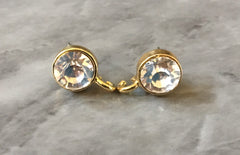 13mm Rhinestone ROUND post earring blanks, gold drop earring, gold stud earring, gold jewelry, gold dangle DIY earring making round