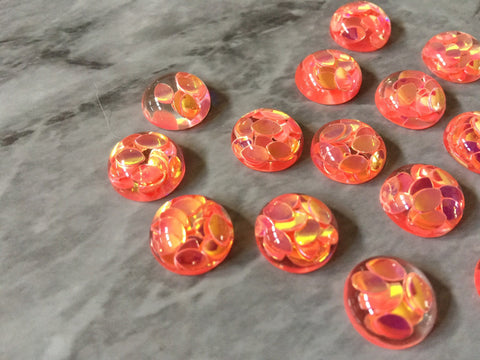 Coral chunky confetti + Clear Resin 12mm Druzy Cabochons, jewelry making kit earring set, diy jewelry, druzy studs, 12mm Druzy Earrings