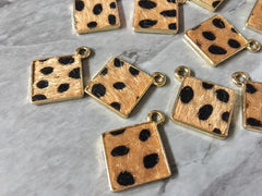 Leopard Print Faux Fur Diamond Blanks Cutout, earring pendant jewelry making, 29mm jewelry, 1 Hole earring blanks, animal print