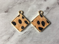 Leopard Print Faux Fur Diamond Blanks Cutout, earring pendant jewelry making, 29mm jewelry, 1 Hole earring blanks, animal print