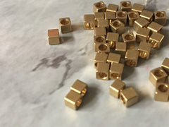 Teeny Tiny Shiny Gold 2.5mm square cube beads, bracelet beads heishi beads, colorful cube beads, colorful clearance beads donut bracelet