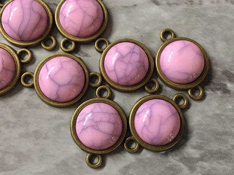 Blush Pink Crackle Resin Druzy Cabochons, connector 2 Hole Plates, jewelry making kit earring set, diy jewelry, 12mm bracelet