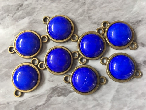 Royal Blue Crackle Resin Druzy Cabochons, connector 2 Hole Plates, jewelry making kit earring set, diy jewelry, 12mm bracelet