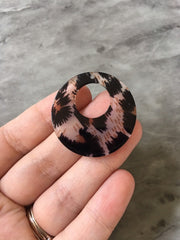 Leopard print Tortoise Shell Acrylic Blanks Cutout, circle round earring pendant jewelry making, 35mm jewelry, 1 Hole earring blanks brown