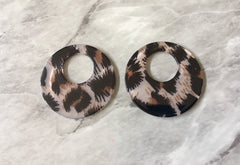 Leopard print Tortoise Shell Acrylic Blanks Cutout, circle round earring pendant jewelry making, 35mm jewelry, 1 Hole earring blanks brown