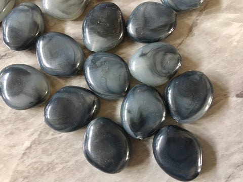 Blue - Gray 31mm acrylic beads, chunky statement necklace, wire bangle, jewelry making, QUEEN Collection, oval beads, large acrylic bead