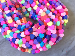 Rainbow 10mm WHOLESALE rubber heart beads, 14” strand heishi beads, colorful polymer beads, rainbow pride clearance beads