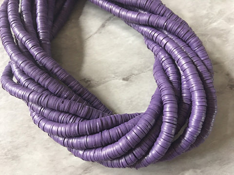 Raisin Purple 6mm WHOLESALE rubber disc beads, 16” strand heishi beads, colorful round polymer beads, colorful pride clearance beads donut