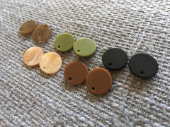 SALE! 5 Fall Colors Earring Blanks, Acrylic Jewelry Making Bead, 13mm black brown olive green champagne earrings jewelry