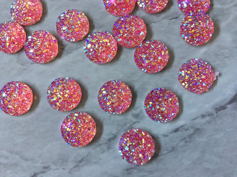 Pink Blue Sparkle 12mm Druzy Cabochons, jewelry making kit, earring set, diy jewelry, druzy studs, 12mm Druzy, cabochon, stud earrings