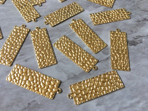 Wrinkled Gold Earring 1 hole for earrings, gold rectangle blanks, DIY gold earring jewelry geometric gold, boho long necklace pendant