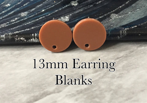 Brown 13mm post earring blanks, brown drop earring, gold stud earring, gold jewelry, acrylic dangle DIY earring making round fall colors