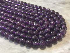 Natural Amethyst 8mm Bead Strand, Glass Stone jewelry Making Wire Bangles, long necklaces, tassel necklace, deep purple gemstone
