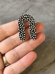 3D Printed polka dot Beads, rainbow cutout acrylic 33mm Earring Necklace pendant bead, one hole at top DIY blanks black and white