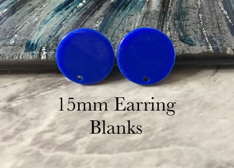 15mm royal blue post earring blanks drop earring, stud earring jewelry dangle DIY earring making round resin, dark blue earrings