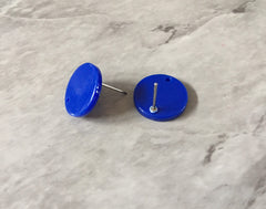 15mm royal blue post earring blanks drop earring, stud earring jewelry dangle DIY earring making round resin, dark blue earrings