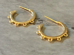 18K gold hoop earring circle blanks, gold drop earring, gold stud earring, gold jewelry, gold dangle DIY making, crystal crusted hoop