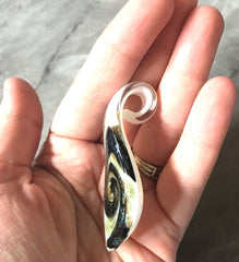 XL Shimmer Swirl Pendant Handmade Lampwork Blown Glass pendant, Grade A 62mm glass bead long mandala necklace, glass necklace jewelry