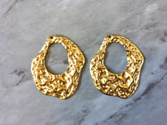 Wrinkled Gold Earring 1 hole for earrings, gold circle blanks, DIY gold earring jewelry geometric gold earrings, boho long necklace pendant