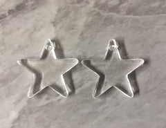 Clear Acrylic Star Resin Beads, star shape acrylic 23mm Earring Necklace pendant bead 1 one hole at top, star jewelry