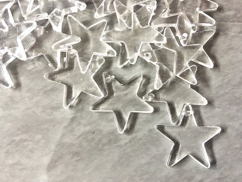 Clear Acrylic Star Resin Beads, star shape acrylic 23mm Earring Necklace pendant bead 1 one hole at top, star jewelry