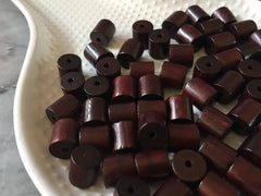 Chocolate Brown Barrel Round Grain Wood Beads, circle 7mm beads, craft supplies, bangle bracelets earrings necklaces jewelry circular