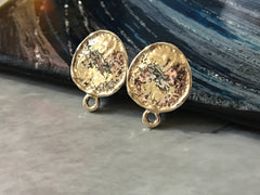 18mm Gold Parachute post earring circle blanks, gold drop earring, gold stud earring, gold jewelry, gold round dangle DIY earring making