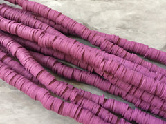 Mulberry Purple 6mm WHOLESALE rubber disc beads, 15” strand heishi beads, colorful round polymer beads, clearance donut beads