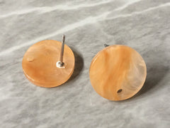 Champagne Swirl 13mm post earring blanks, brown drop earring, gold stud earring, gold jewelry, acrylic dangle DIY earring making round