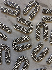 3D Printed polka dot Beads, rainbow cutout acrylic 33mm Earring Necklace pendant bead, one hole at top DIY blanks black and white