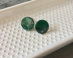 12mm Hunter Green post earring blanks drop earring, stud earring jewelry dangle DIY earring making round resin, dark green earrings