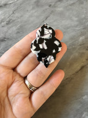 Black & White Shell Pendant Crackle Beads, teardrop cutout acrylic 47mm Earring Necklace pendant bead one hole at top, colorful acrylic