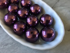 Eggplant Glossy 20mm Beads, bracelet necklace earrings, jewelry making bangle beads holiday dark purple aubergine