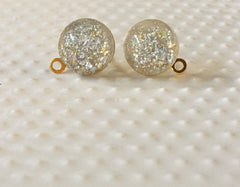 Silver & Gold 14mm post earring circle blanks, gold drop earring, gold stud earring, gold jewelry, gold dangle DIY earring making metallic