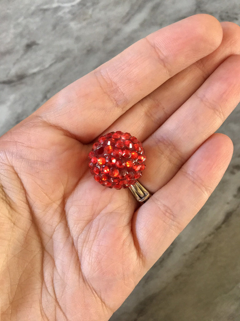 Rhinestone Red 20mm Beads, winter bracelet necklace earrings, jewelry making bangle beads diamond rainbow bubblegum beads