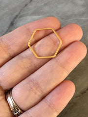 23mm Gold Metal Hexagon, bracelet necklace earrings, jewelry making, geometric earrings, 6 sided figure blanks, simple minimalist jewelry