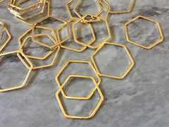 23mm Gold Metal Hexagon, bracelet necklace earrings, jewelry making, geometric earrings, 6 sided figure blanks, simple minimalist jewelry