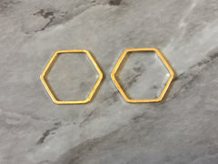 23mm Gold Metal Hexagon, bracelet necklace earrings, jewelry making, geometric earrings, 6 sided figure blanks, simple minimalist jewelry