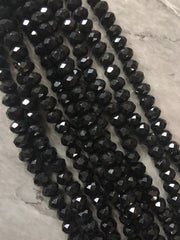 Black 8mm WHOLESALE 15” strand crystal beads, colorful round glass beads, clearance beads donut stretch bracelet beads