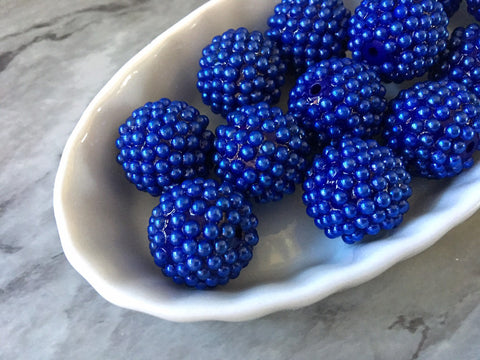 Blueberry Bump 20mm Beads, winter bracelet necklace earrings, jewelry making bangle beads dark royal blue holiday