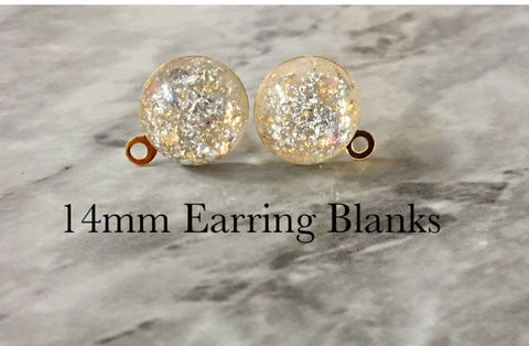 Silver & Gold 14mm post earring circle blanks, gold drop earring, gold stud earring, gold jewelry, gold dangle DIY earring making metallic