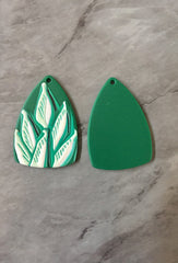 3D Printed Leaf Beads, green palm cutout acrylic 41mm Earring Necklace pendant bead, one hole at top DIY blanks, Statement clay earrings