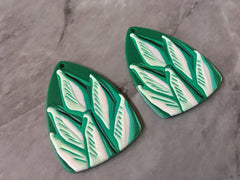 3D Printed Leaf Beads, green palm cutout acrylic 41mm Earring Necklace pendant bead, one hole at top DIY blanks, Statement clay earrings