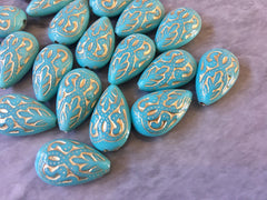 Gold Painted Teal Blue 19mm Beads, Beads for Bangle Making or Jewelry Making, chunky beads, statement turquoise beads necklace