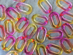 Pink & Yellow LINKING ombré chain jewelry, chunky necklace bracelet, lucite resin chain links, acetate mask making plastic connector beads