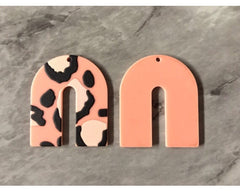 3D Printed Leopard Beads, coral Black & White cutout acrylic 40mm Earring Necklace pendant bead, one hole at top DIY blanks