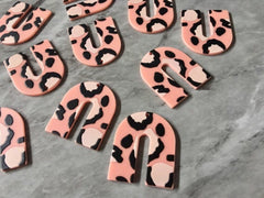 3D Printed Leopard Beads, coral Black & White cutout acrylic 40mm Earring Necklace pendant bead, one hole at top DIY blanks