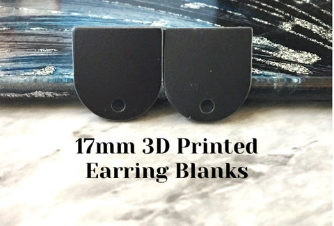 3D Half Moon Earring Blanks, Black & White cutout acrylic 17mm Earring pendant bead stud, clay earring tops, diamond earring backs