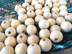 Large raw Wood beads, 15mm beads, wood beads, circular beads, round wood beads, bead garland beads, rustic wood jewelry
